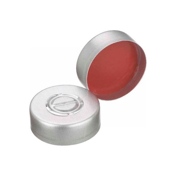 Cp Lab Safety. Wheaton 20mm Crimp Seal, Center Tear-Out Aluminum, PTFE/Rubber, Case of 1000 224223-01 - main